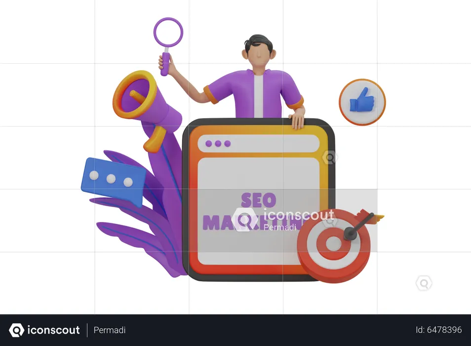 Man doing SEO Marketing  3D Illustration