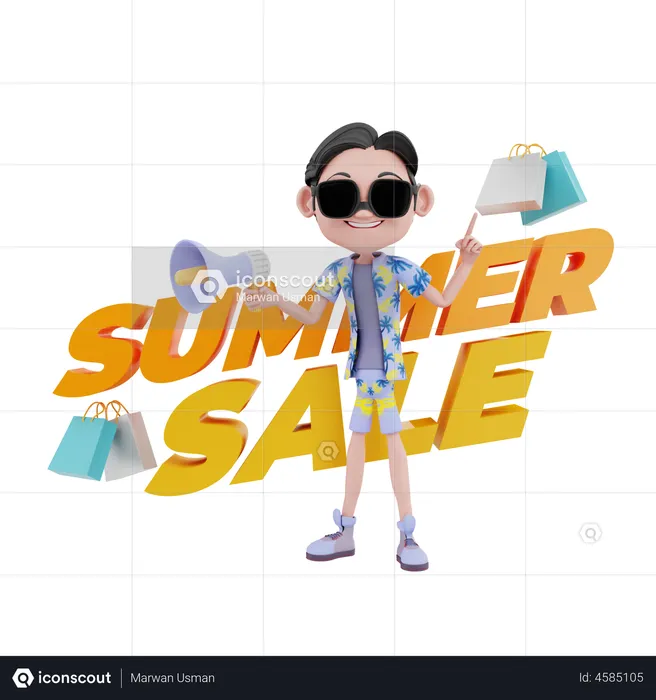 Man doing shopping sale marketing  3D Illustration