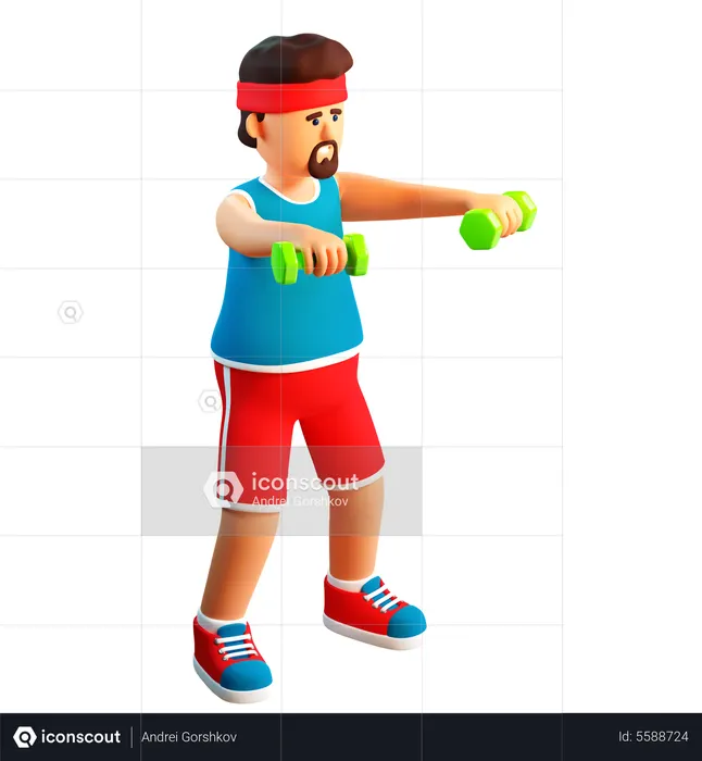 Man doing Shoulder Exercise  3D Illustration