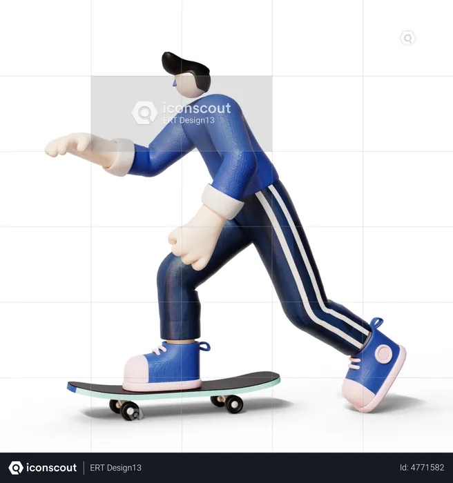 Man Doing Skating  3D Illustration