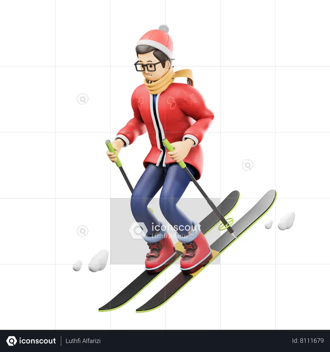 Man Doing Skiing  3D Icon