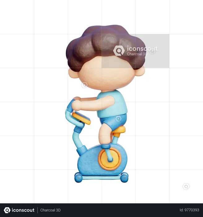 Man Doing Static Bike  3D Icon