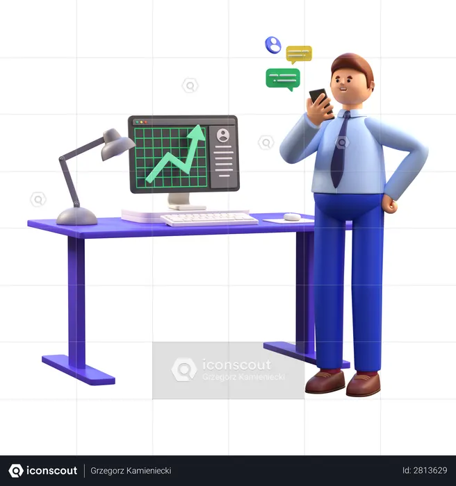 Man doing stock trading  3D Illustration
