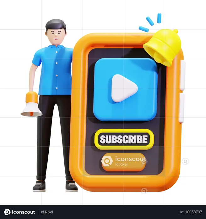 구독 마케팅을 하는 남자  3D Icon