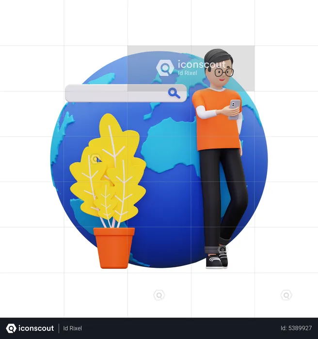 Man Doing surfing on internet  3D Illustration