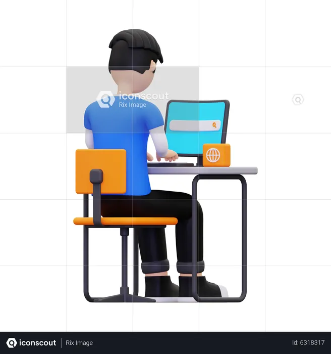 Man doing surfing on internet  3D Illustration