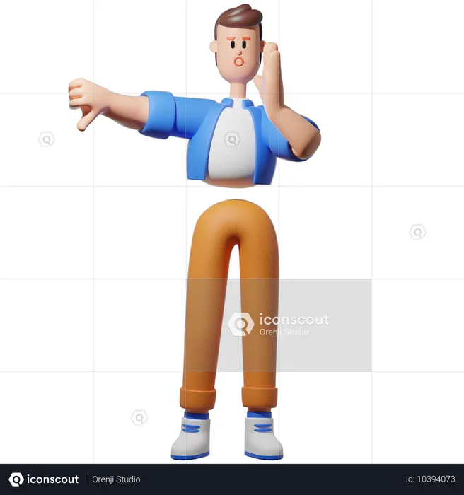 Man Doing Thumbs Down Illlustration  3D Illustration