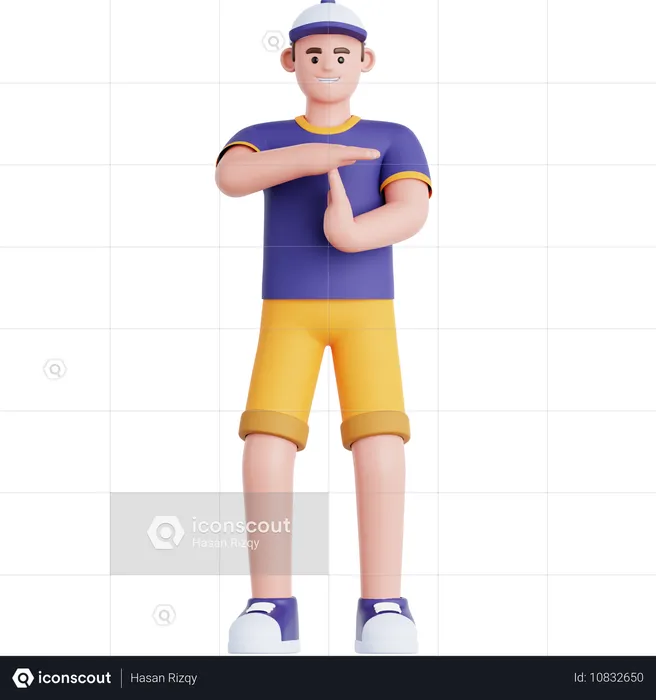 Man Doing Time Out Gesture  3D Illustration