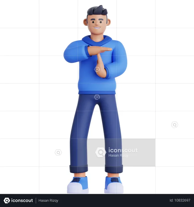 Man Doing Time Out Gesture  3D Illustration