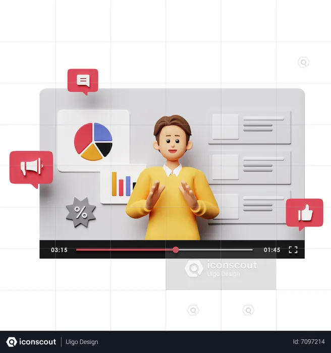 Man Doing Video Marketing  3D Illustration