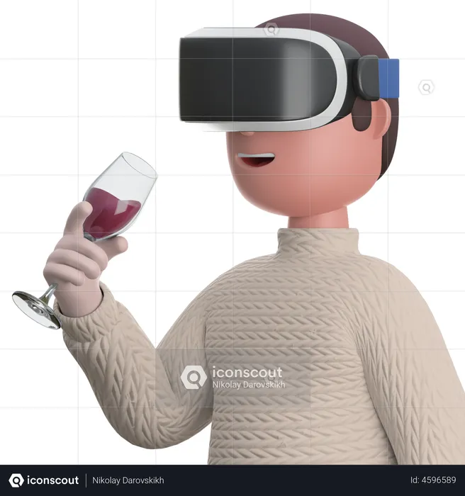 Man doing virtual Party  3D Illustration