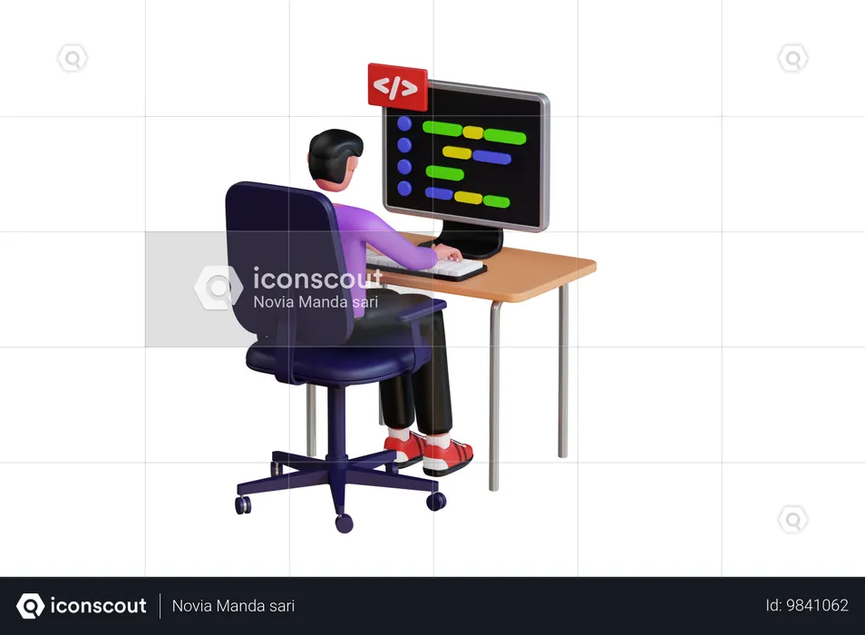 Man Doing Web Coding  3D Illustration