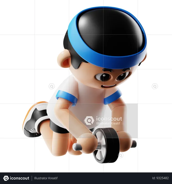 Man Doing Wheel Roller  3D Illustration