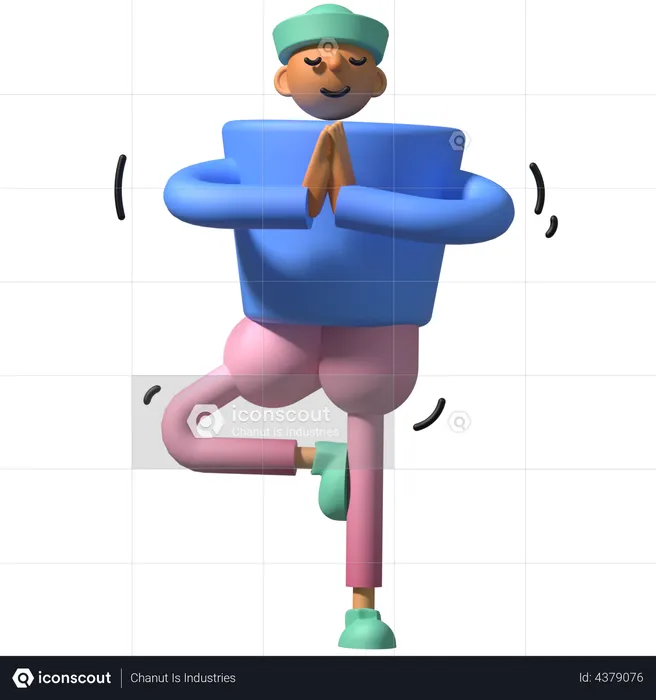 Man doing yoga Emoji 3D Illustration