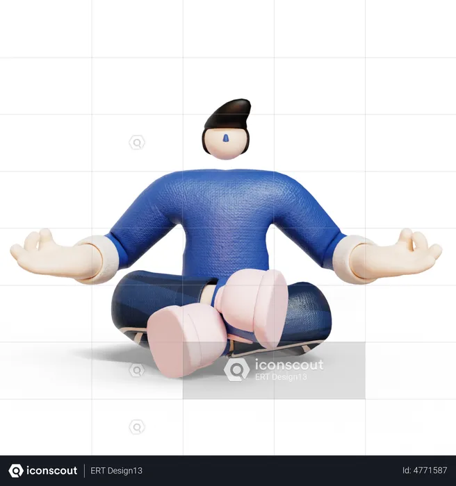 Man Doing Yoga  3D Illustration