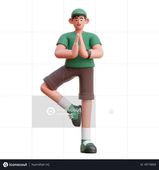 Man doing yoga  3D Illustration