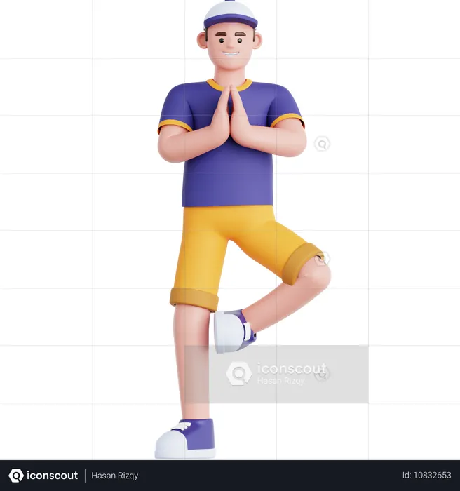 Man Doing Yoga Exercise  3D Illustration