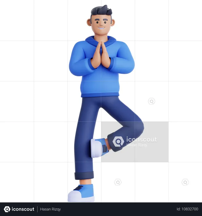 Man Doing Yoga Exercise  3D Illustration