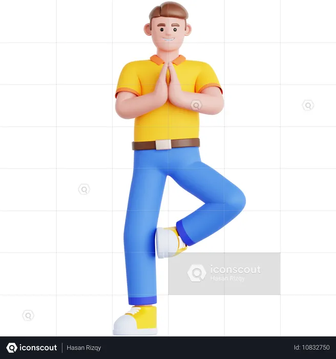 Man Doing Yoga Exercise  3D Illustration
