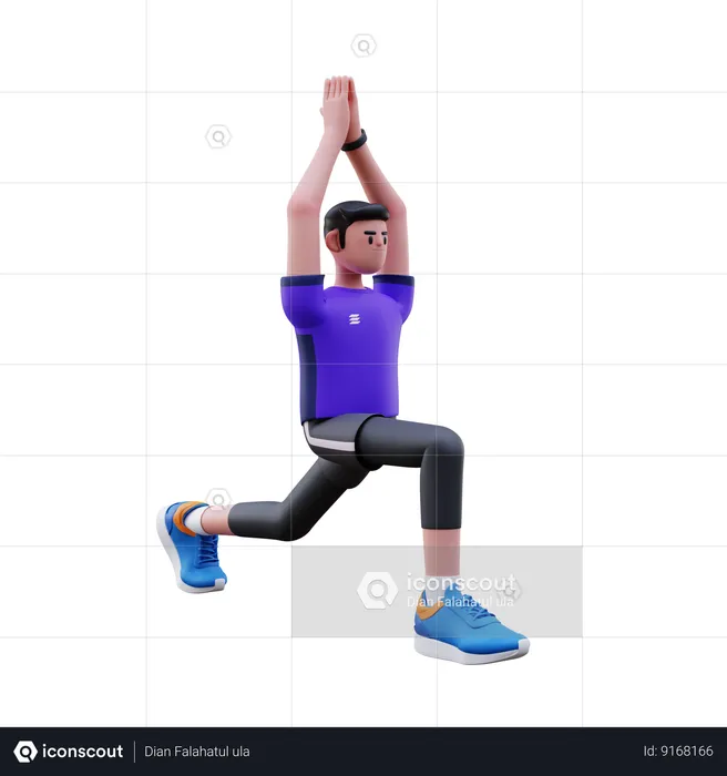 Man Doing Yoga Pose  3D Illustration