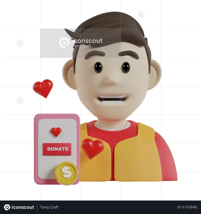 Man Donate Online  3D Icon