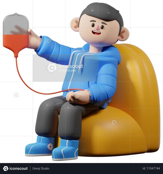 Man Donating Blood  3D Illustration