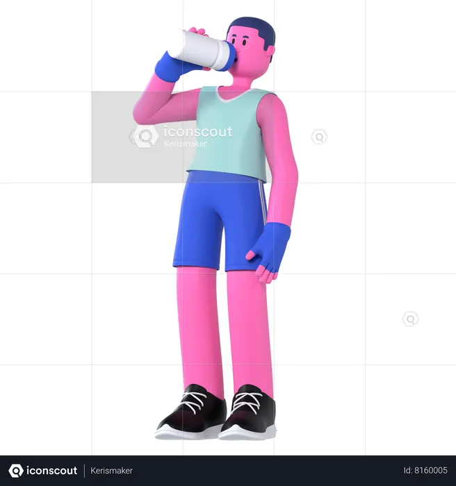 Man Drink Water  3D Illustration