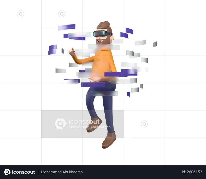 Man enjoying virtual reality  3D Illustration