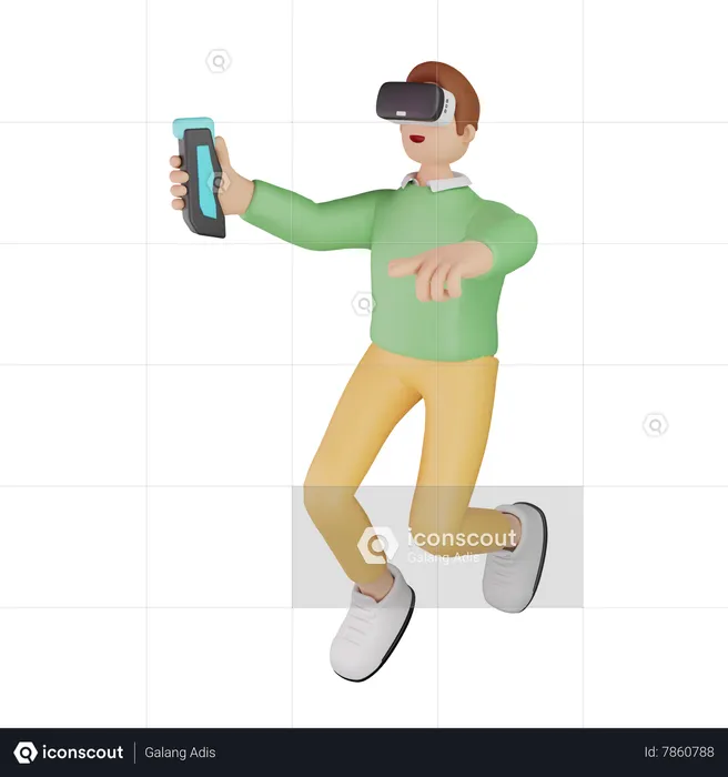 Man enjoying Virtual world  3D Illustration