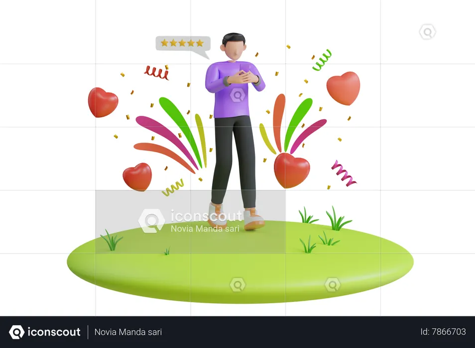 Man expressing his contentment with the exceptional service  3D Illustration