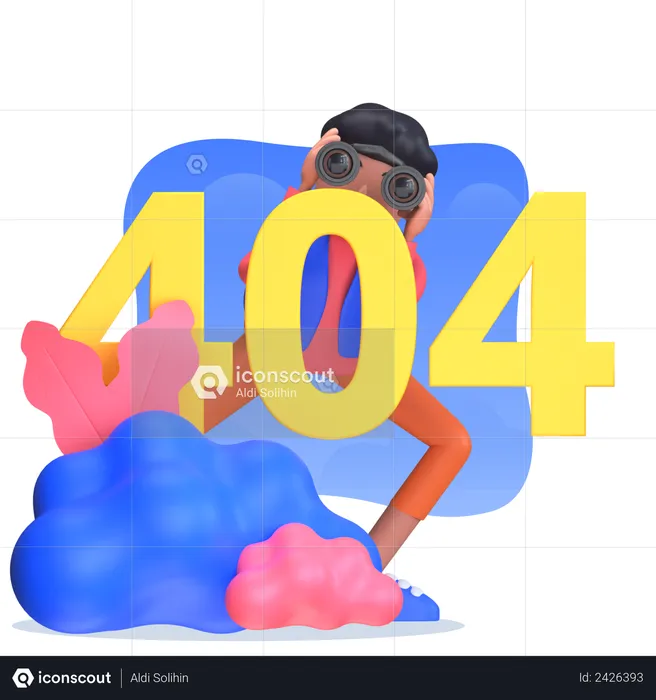 Man facing 404 error  3D Illustration