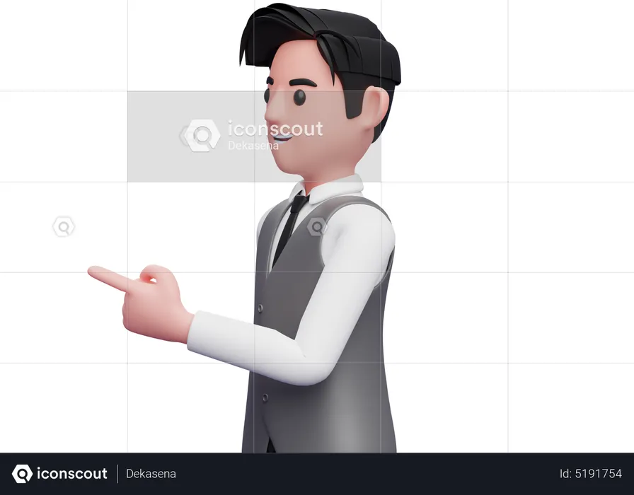 Man facing side and pointing  3D Illustration