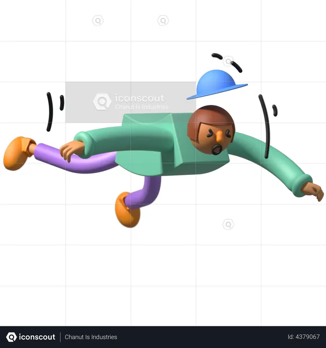 Man falling down Emoji 3D Illustration