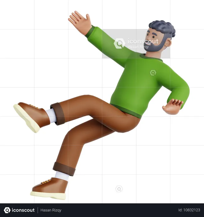Man Falling on Slippery Floor  3D Icon