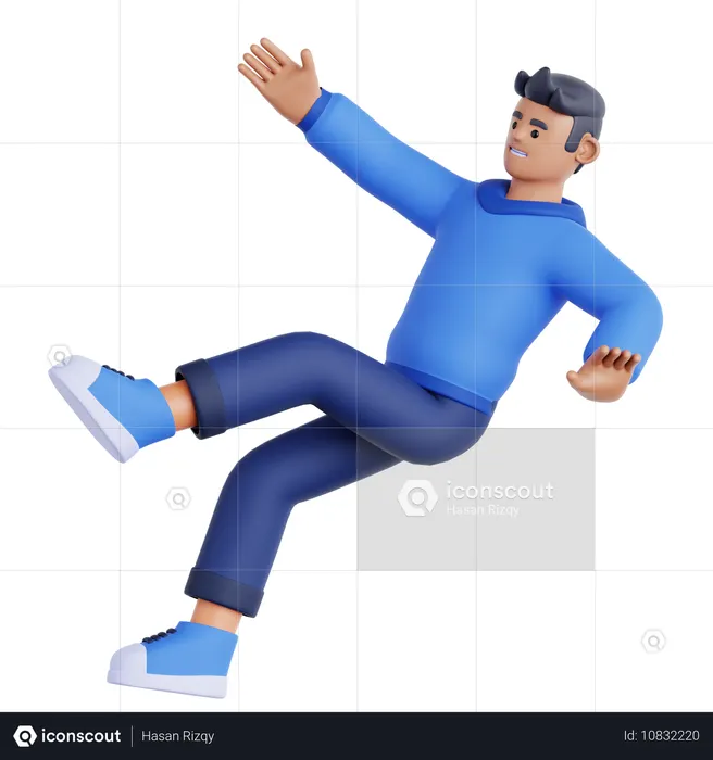 Man Falling on Slippery Floor  3D Icon