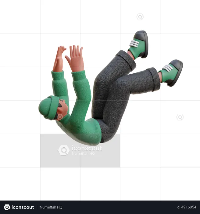 Man Falling Pose  3D Illustration