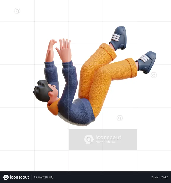 Man Falling Pose  3D Illustration