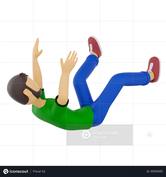 Man Falling Pose  3D Illustration