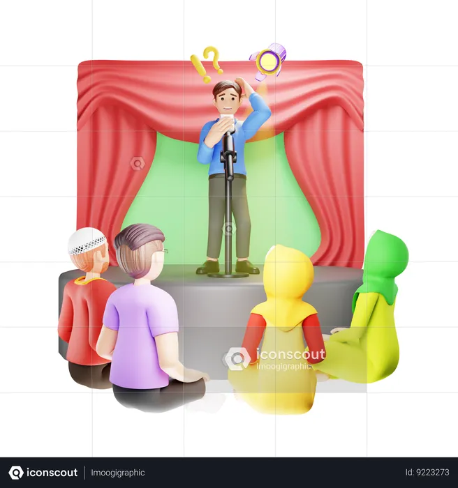 Man Fear of Public Speaking  3D Illustration
