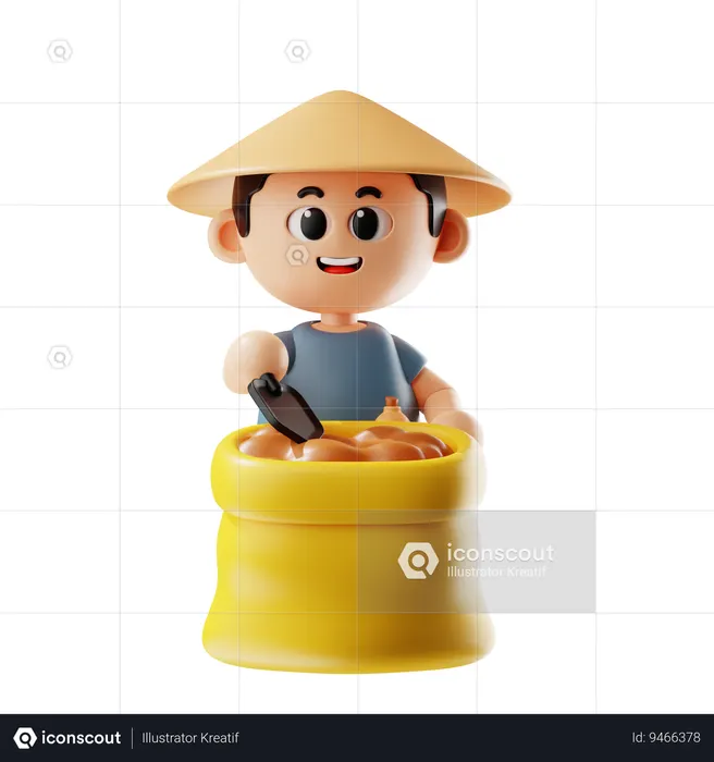 Man Fertilizer Bag  3D Icon