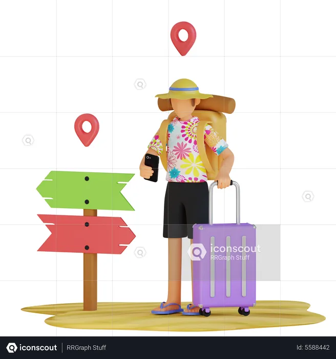 Man Find Location  3D Illustration