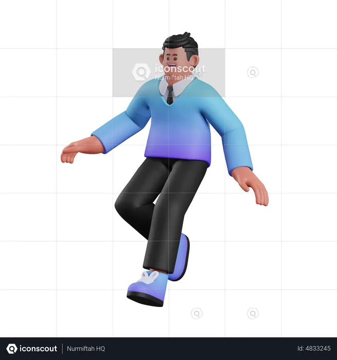 Man Floating In Air  3D Illustration