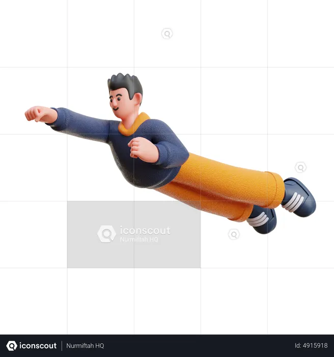 Man flying on air  3D Illustration