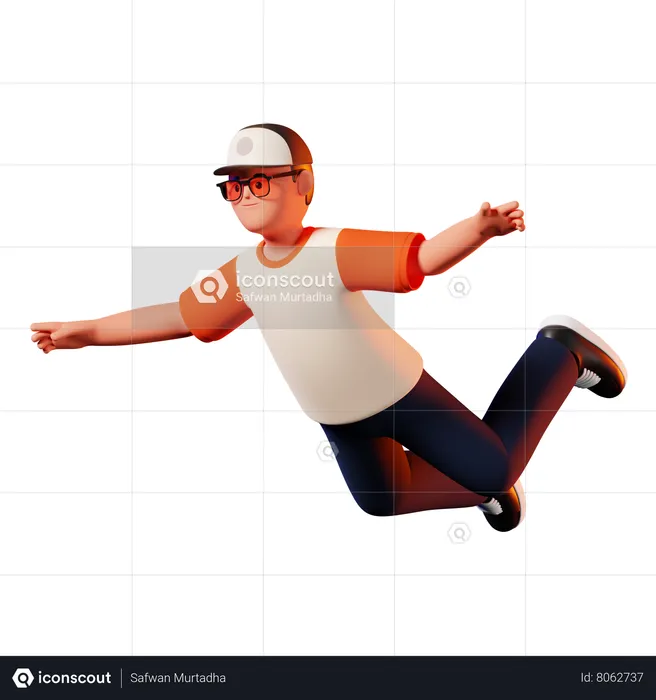 Man Flying Pose  3D Illustration