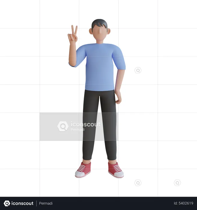 Man Gesturing Peace  3D Illustration