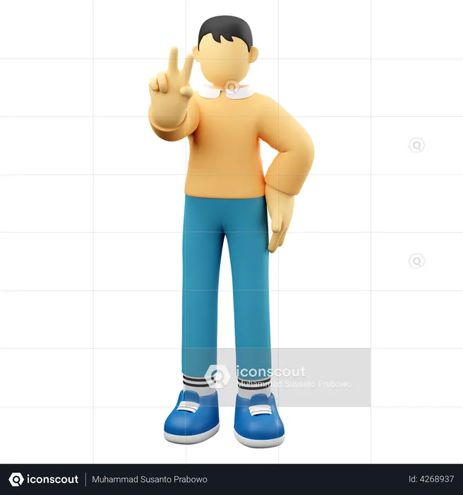 Man Gesturing Peace  3D Illustration