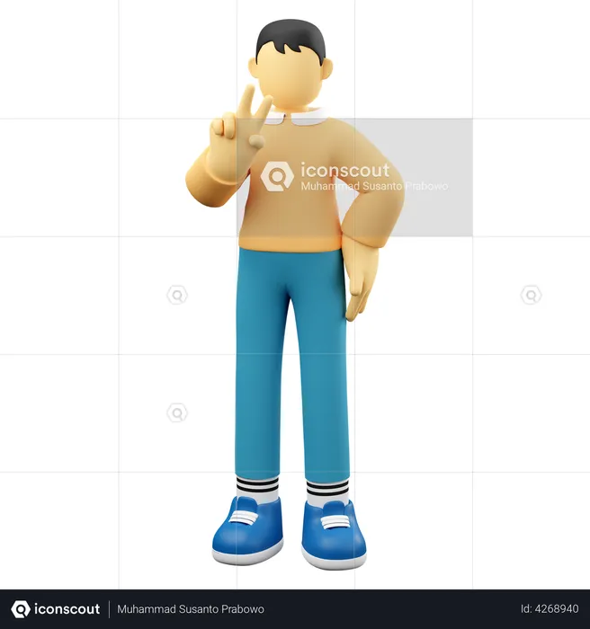 Man Gesturing Peace  3D Illustration