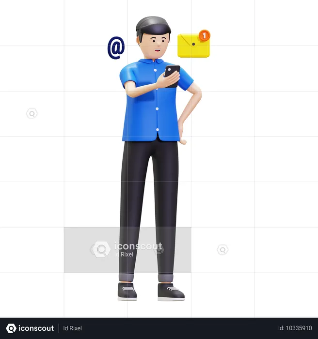 Man Gets Email Notification  3D Illustration