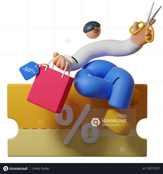 Man Getting Discount Coupon  3D Illustration