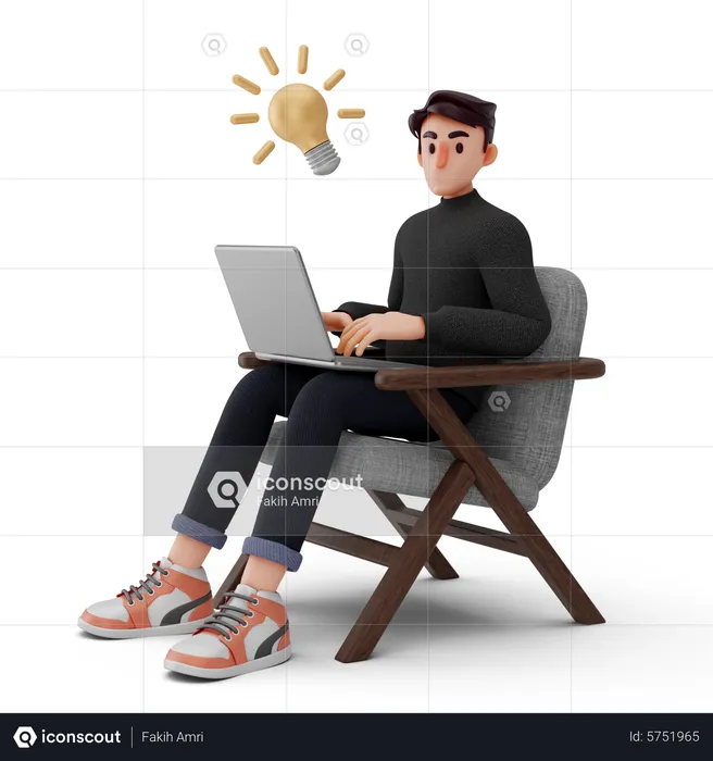 Man getting new idea  3D Illustration